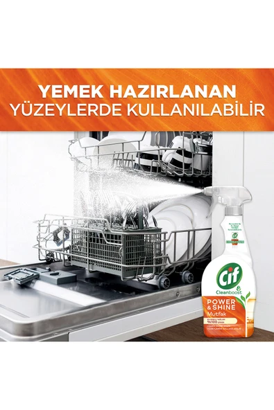 Cif Sprey Temizleyici Power Shine Banyo 750ml 1adet Sprey Power Shine Mutfak 750ml 1adet - Resim 5