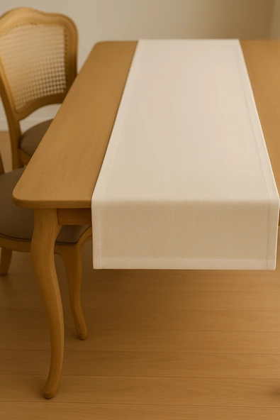 PAMUK'S DESİGN Lüks Gardenya Keten Runner Şık Dekoratif Masa Örtüsü 35x150 cm - Resim 6