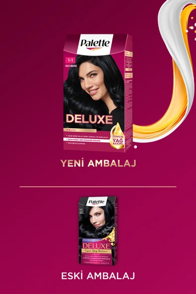 Palette Deluxe 1-1 Gece Mavisi Zengin Yağ Bakımı Kit Saç Boyası Bakım Maskesi - Resim 7
