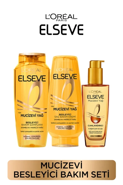 ELSEVE Mucizevi Yağ Bakım Şampuan 400ml & Saç Kremi 250ml & Yıpranmış Saçlar Için Saç Bakım Yağı ürün görseli