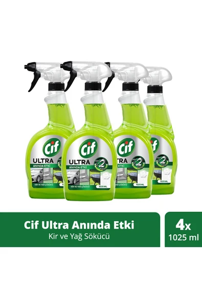 Cif Ultra Anında Etki Kir ve Yağ Çözücü 4 x 1025 ML ürün görseli