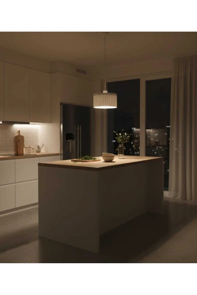 PAMUK'S DESİGN Lüks Beyaz Renk Modern Dekoratif Salon, Oturma Odası ve Mutfak Sarkıt Avize (Lamba Hediyedir) - Resim 4