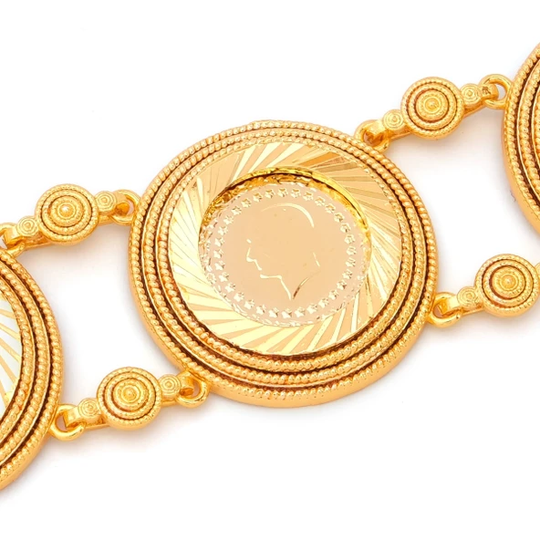 Altın Kaplama İmitasyon Desenli Beş Çeyrek Altınlı Bileklik BLK-1189 - Resim 2