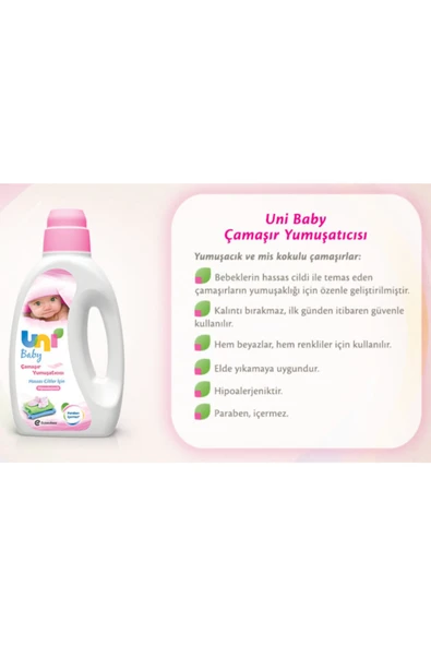 Uni Baby Çamaşır Yumuşatıcı 1500 ml X 2 Adet - Resim 3