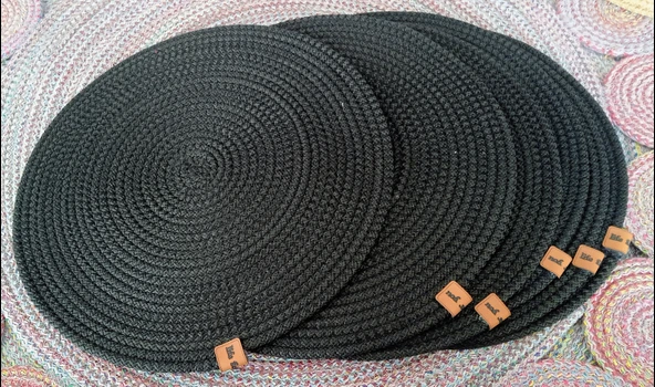 AMERİKAN SERVİS 6 ADET 32CM SUPLA SİYAH RUNNER ürün görseli 1