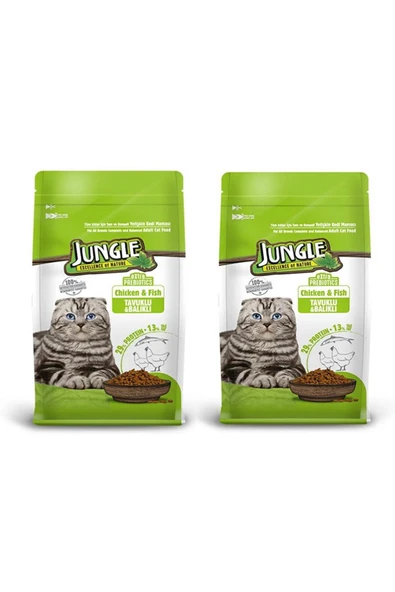 Jungle Tavuklu & Balıklı Yetişkin Kedi Manası 500 Gr ( 2 ADET) ürün görseli