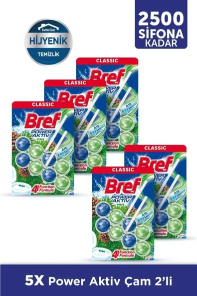Bref Power Aktiv Katı Tuvalet Bloğu Çam Kokulu 2 Li X 5 Adet ürün görseli
