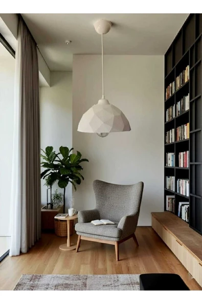 PAMUK'S DESİGN Modern Mozaik Desen Özel Beton Görünümlü Doku Rustik İç Desenli Sarkıt Avize - Resim 4