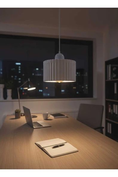 PAMUK'S DESİGN Lüks Beyaz Renk Modern Dekoratif Salon, Oturma Odası ve Mutfak Sarkıt Avize (Lamba Hediyedir) - Resim 5