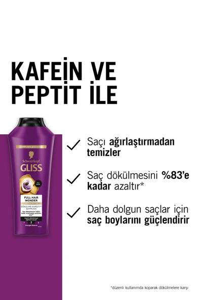 Gliss Full Hair Wonder Dökülme Karşıtı Şampuan 400 mlx3 Adet - Resim 3