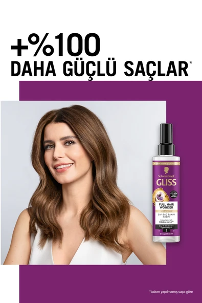 Gliss Full Hair Wonder Kafein & Peptit Saç Dökülme Karşıtı Saç Bakım Kremi 200ml Dökümeye Eğilimli Saçlar - Resim 4