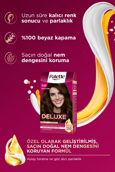 Palette Deluxe 3-65 Çikolata Kahve Zengin Yağ Bakımı Kit Saç Boyası Bakım Maskesi - Resim 4