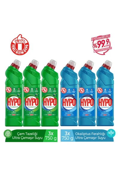 Hyper Hypo ULTRA ÇAMAŞIR SUYU 3 ÇAM VE 3 OKALİPTUS 750 GR X 6 ADET - Resim 2