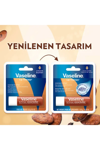 Vaseline Lip Therapy Dudak Bakım Kremi Cocoa Butter 4.8 gr X2 - Resim 5