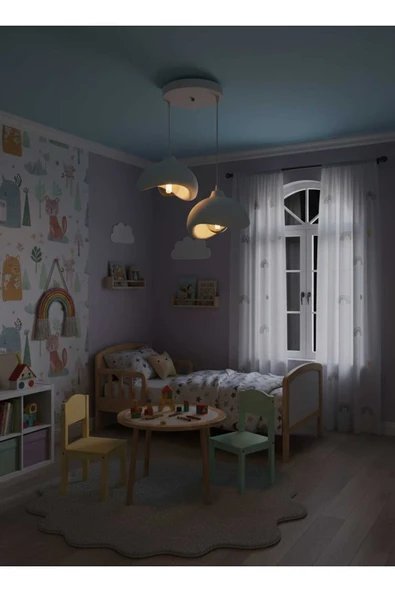 PAMUK'S DESİGN Natural Beton Görünüm 2 Li Sarkıt Avize Bohem Modern Rustik (Rustik Ampul Hediyedir.) - Resim 6