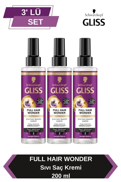 Gliss Full Hair Wonder Dökülme Karşıtı Sıvı Saç Kremi 200 mlx3 Adet ürün görseli