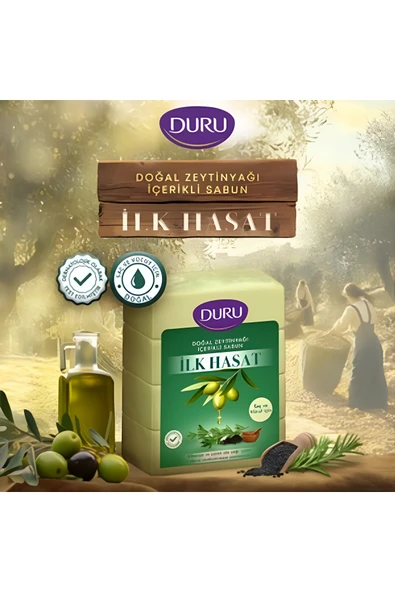Duru Doğal Zeytinyağı Özlü Katı Sabun – Saç ve Vücut İçin Uygun & Bitkisel Formül ürün görseli