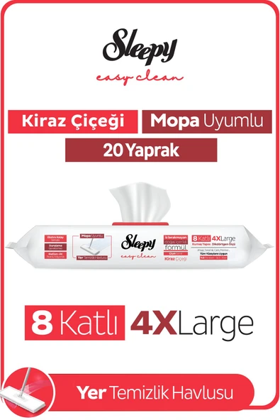 Sleepy Easy Clean Kiraz Çiçeği Mopa Uyumlu Yer Temizlik Havlusu&Mendili 20 Yaprak ürün görseli