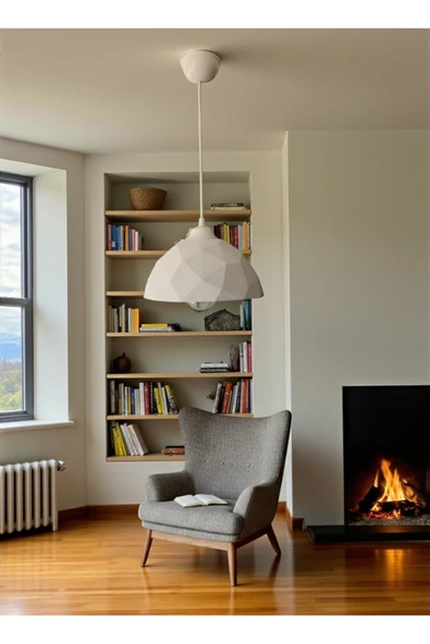 PAMUK'S DESİGN Modern Mozaik Desen Özel Beton Görünümlü Doku Rustik İç Desenli Sarkıt Avize - Resim 2