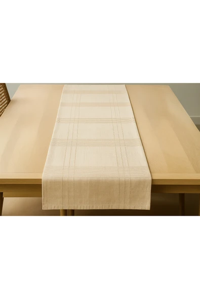 PAMUK'S DESİGN Jasmin Keten Krem Bohem Şık Masa Örtüsü Runner 35x150 cm - Resim 8