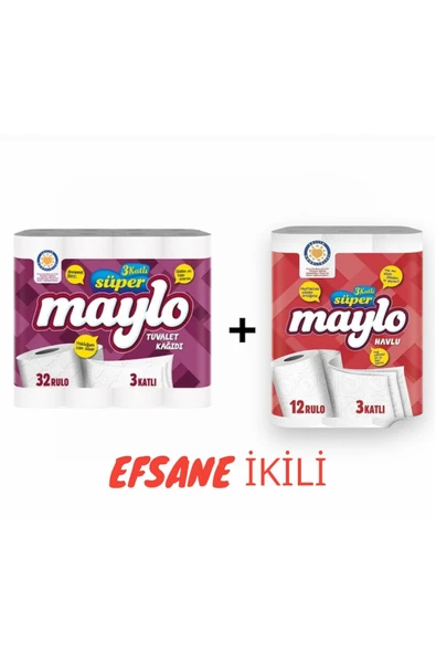 Maylo SÜPER MAYLO EFSANE İKİLİ TUVALET KAĞIDI+ KAĞIT HAVLU ürün görseli