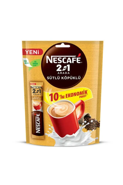 Nescafe 2si1 Arada Sütlü Köpüklü 10'lu Paket ürün görseli