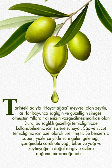 Duru İlk Hasat Doğal Zeytinyağı İçerikli Saç ve Vücut Sabunu 16 Adet Sabun 4x150 GR - Resim 3