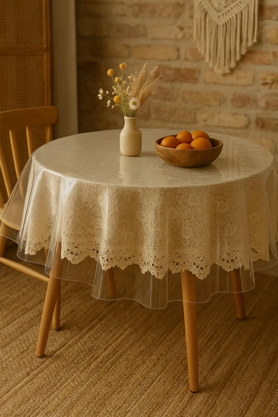 PAMUK'S DESİGN Pvc Şeffaf Kalın Yuvarlak Masa Örtüsü Kaymaz Taban, Tüm Ebatlar 180 Micron 0,18 mm - Resim 3