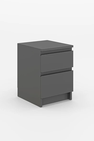 Derinkuyu 2 Çekmeceli Komodin Yatak Odası Bebek Odası Antrasit - Resim 4