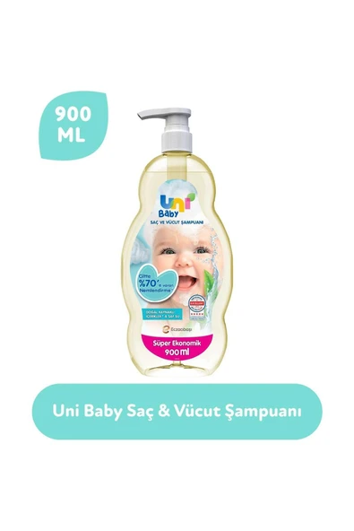 Uni Baby Bebek Saç ve Vücut Şampuanı 900ML Klasik (Pompalı) Süper Ekonomik Pk - Resim 3