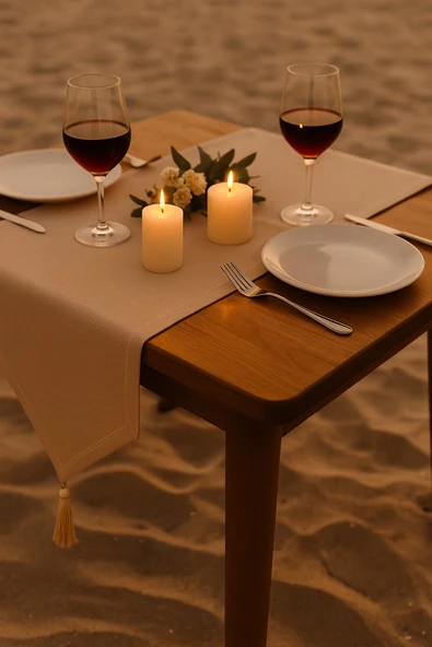 PAMUK'S DESİGN Lüks Runner Masa Örtüsü Rustik Şık Püsküllü Dekoratif Masa Örtüsü 35x150 cm ürün görseli