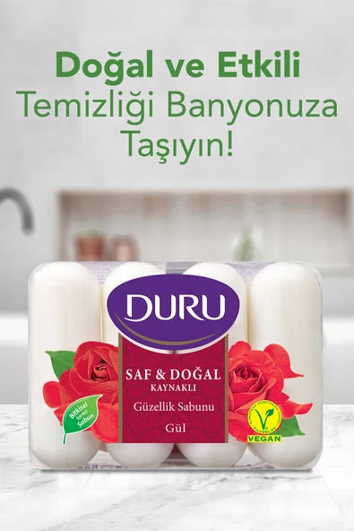 Duru Saf & Doğal Kaynaklı Gül 16 Adet Güzellik Sabunu 4x280gr - Resim 3