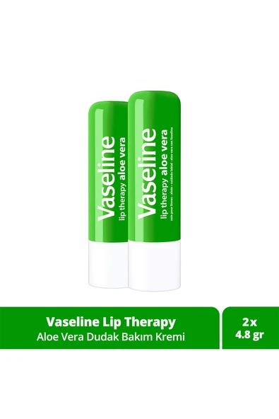 Vaseline Lip Therapy Dudak Bakım Kremi Aloe Vera 4.8 gr X2 ürün görseli