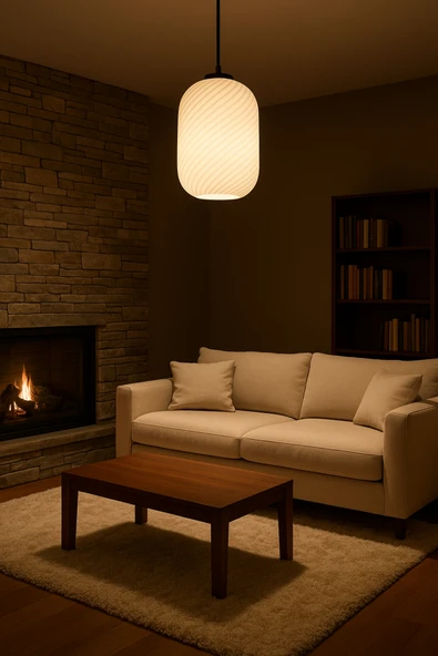 PAMUK'S DESİGN Dekoratif Avize Spiral Serisi Ev Ofis Veranda Mutfak Çap 20 Cm - Resim 3