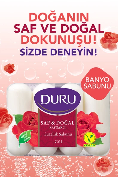 Duru Saf & Doğal Kaynaklı Gül 16 Adet Güzellik Sabunu 4x280gr - Resim 4