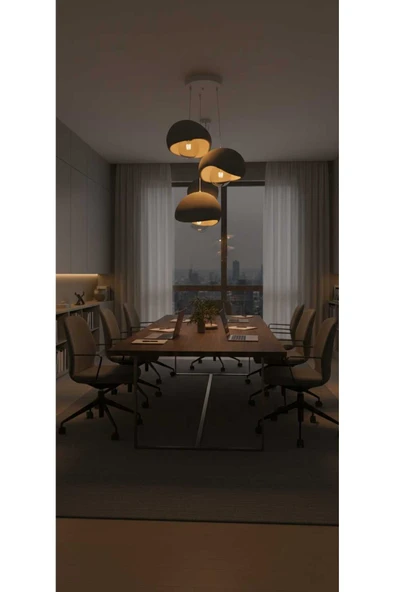 PAMUK'S DESİGN 3'lü Sarkıt Trio Beton Görünümlü Gri Avize Rustik & Modern (Rustik Ampuller Hediye) - Resim 7