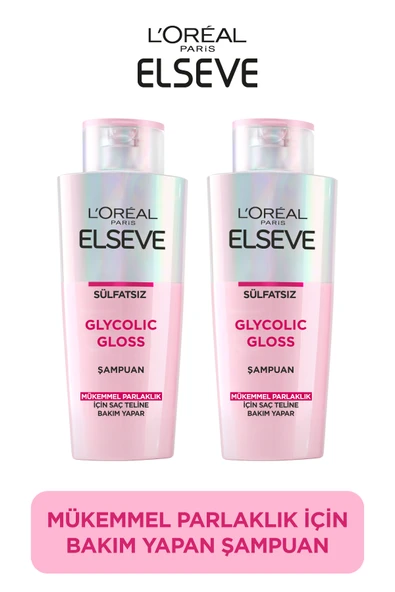 ELSEVE Glycolic Gloss Mükemmel Parlaklık için Bakım Yapan Şampuan 200ml 2'li Set ürün görseli