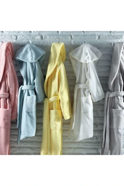 Micco Kapüşonlu Bornoz Ekru 8/10 yaş - Resim 2