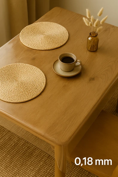 PAMUK'S DESİGN Pvc Şeffaf Kalın Masa Örtüsü Kaymaz Taban, Tüm Ebatlar 180 Micron 0,18 mm - Resim 4