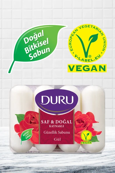 Duru Saf & Doğal Kaynaklı Gül 16 Adet Güzellik Sabunu 4x280gr - Resim 2