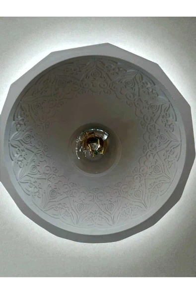 PAMUK'S DESİGN Modern Mozaik Desen Özel Beton Görünümlü Doku Rustik İç Desenli Sarkıt Avize - Resim 6