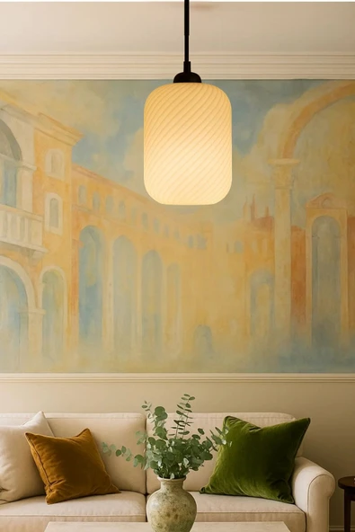 PAMUK'S DESİGN Dekoratif Avize Spiral Serisi Ev Ofis Veranda Mutfak Çap 20 Cm ürün görseli