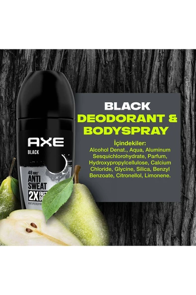 Axe Erkek Roll On Deodorant Black 48 Saat Etkileyici Koku 50 ml X2 - Resim 7