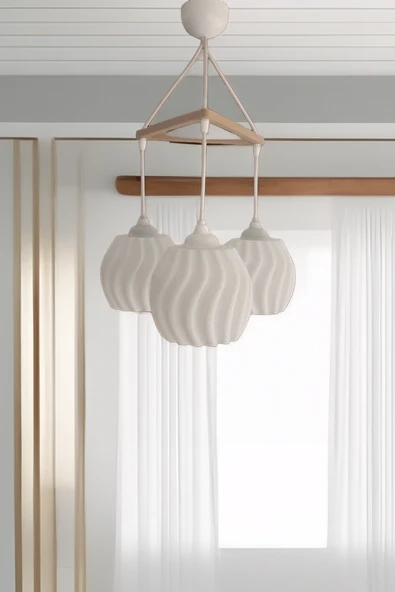 PAMUK'S DESİGN Modern Sarkıt Üçlü Bohem Avize ( 23x27 cm ) Bubble Serisi Salon Mutfak Oturma Odası Cafe Bar - Resim 2