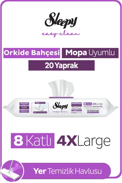 Sleepy Easy Clean Orkide Bahçesi Mopa Uyumlu Yer Temizlik Havlusu&Mendili 20 Yaprak ürün görseli