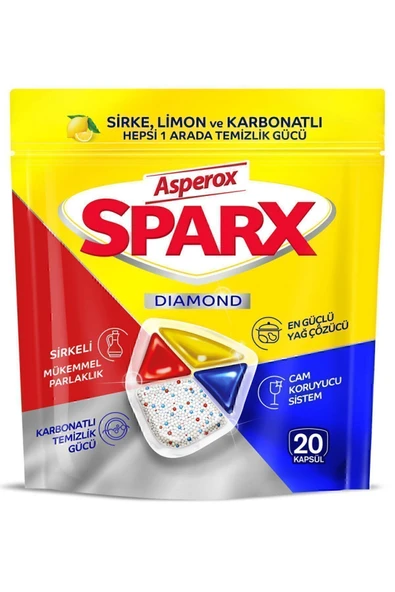 ASPEROX Sparx Diamond Bulaşık Kapsülü 20'li ürün görseli