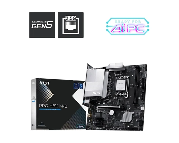 MSI PRO H810M-B DDR5 6400MHz (OC) M.2 mATX 1851P ürün görseli 1