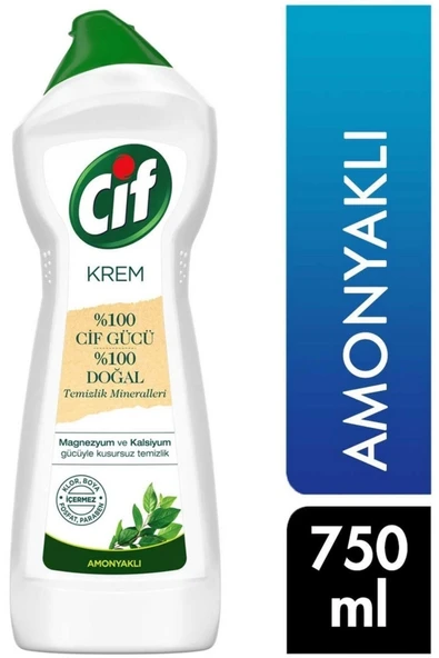 Cif Krem Yüzey Temizleyici Amonyaklı Yağ Ve Kireç Sökücü Leke Çıkarıcı 750 ml 1 Adet - Resim 2