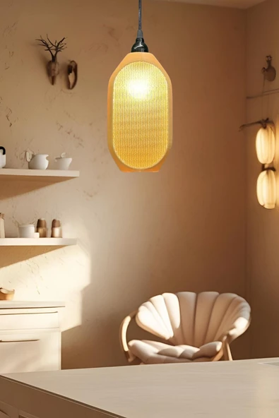 PAMUK'S DESİGN Modern Sarkıt Tekli Kovan Avize Serisi ( 23x27 cm ) Salon Mutfak Oturma Odası Cafe Bar ürün görseli