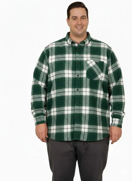 Büyük Beden Gömlek Tek Cep Oduncu 25394 Haki ürün görseli